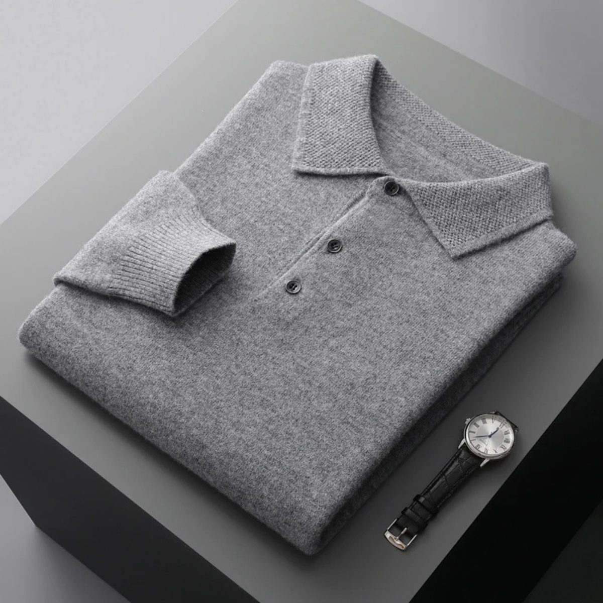 Men's Collared Knit Pullover – Wool Blend