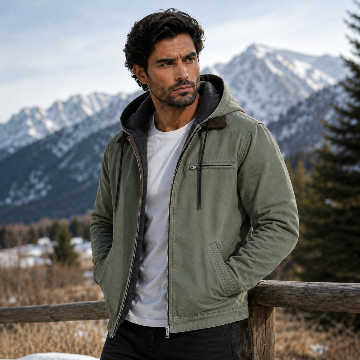 Men’s Winter Warm Fleece Lined Hooded Jacket