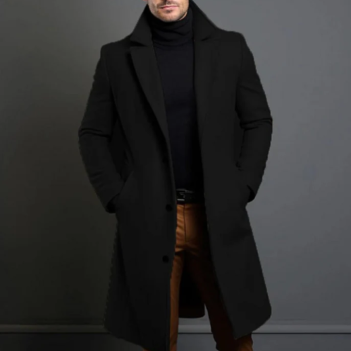 Men’s Elegant Classic Wool Overcoat