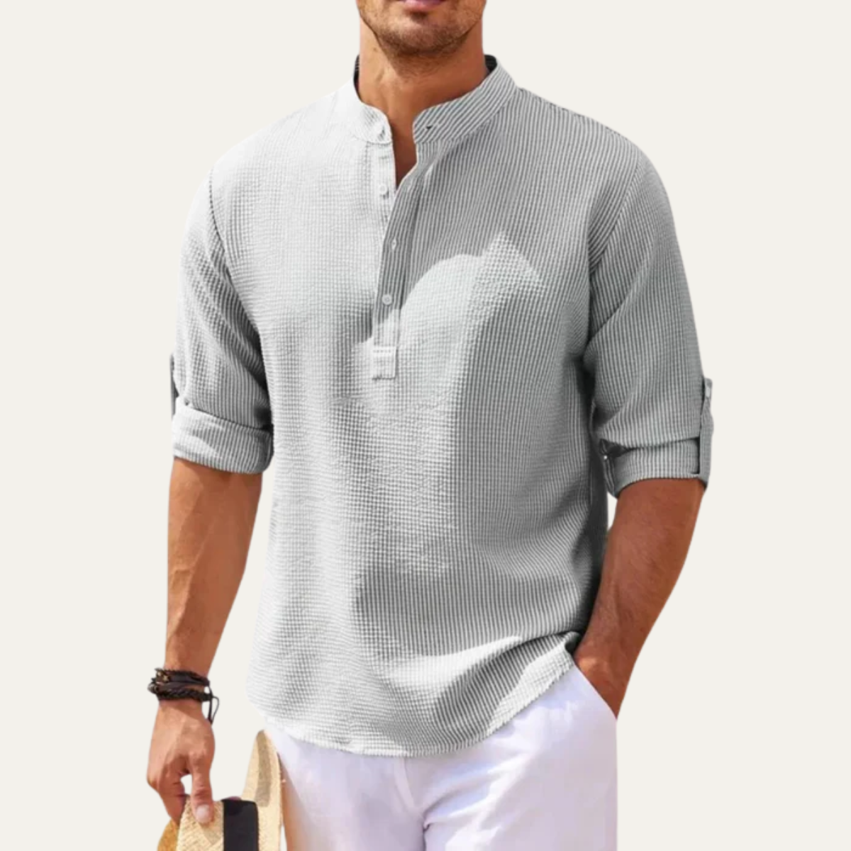 The Aosta Men’s Lightweight Casual Grandad Collar Shirt