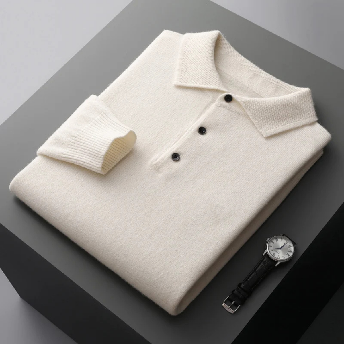 The Kendal Men's Knitted Polo Sweater in Wool Blend