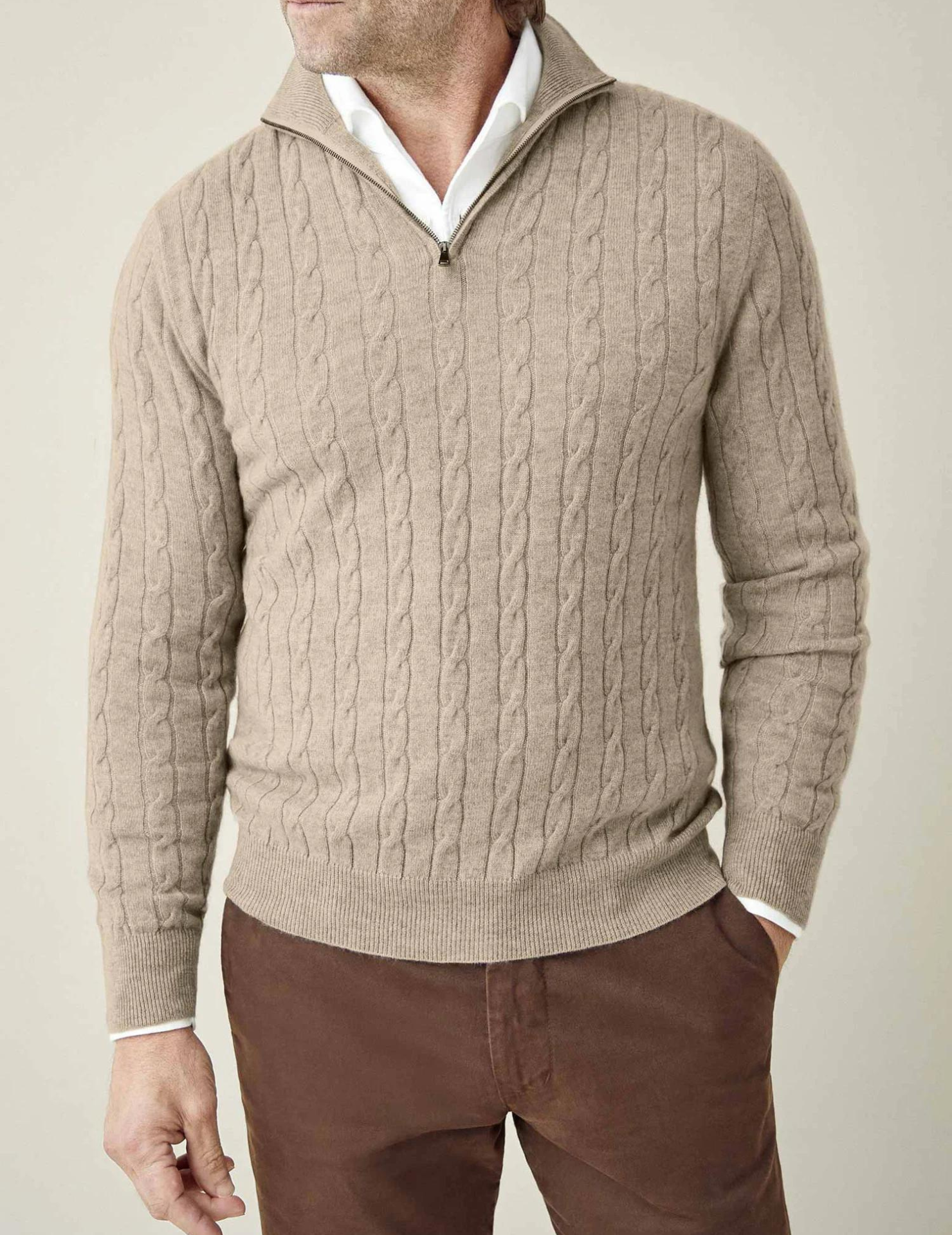 Cable Knit Zipper Sweater