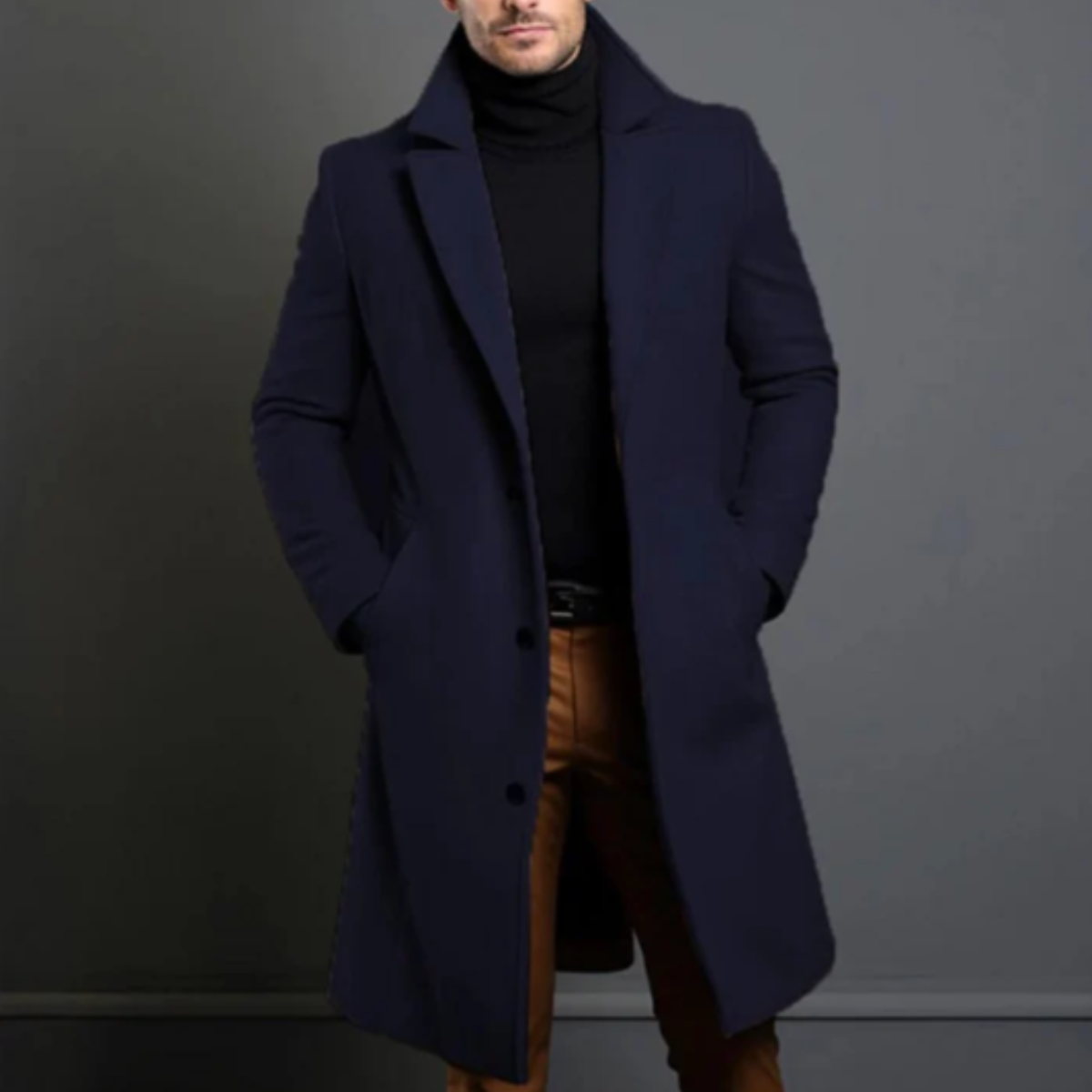 Men’s Elegant Classic Wool Overcoat