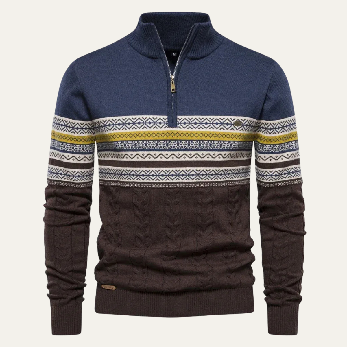The Chatsworth Men's Quarter Zip Cotton Sweaters – Fair Isle Knit