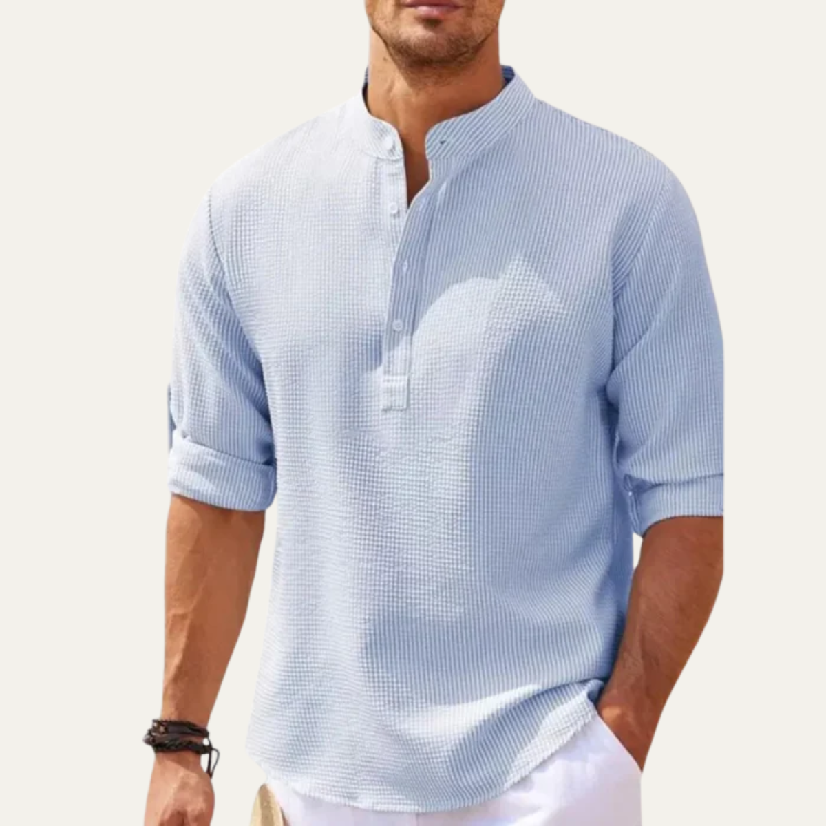 The Monte Rosa Men’s Breathable Casual Grandad Collar Shirt