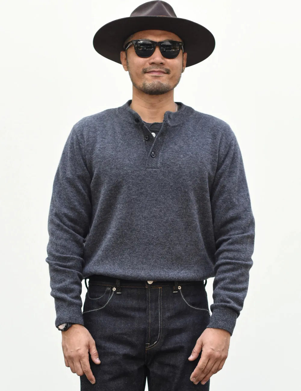 The Masham Men's Henley Knit Sweater with Button Neck