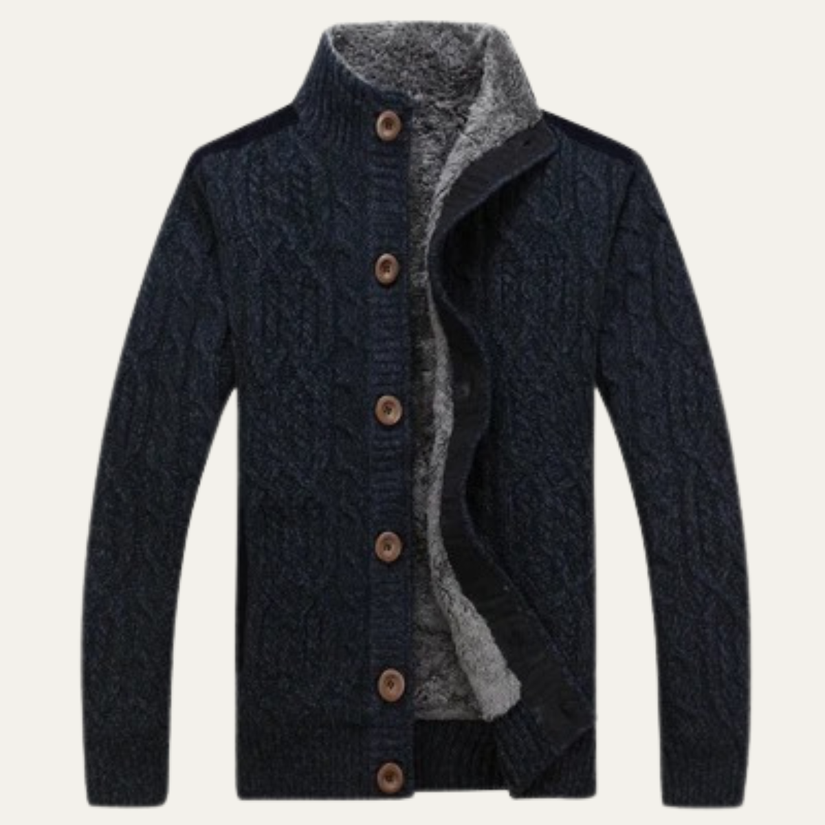 Men’s Winter Fleece Lined Wool Cardigan