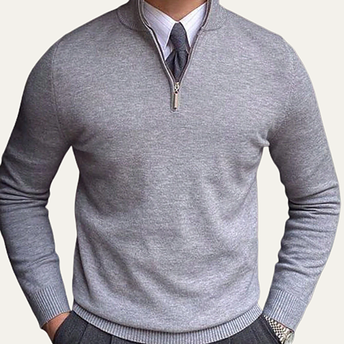 The Brookline Ridge Men's Mock Neck Half Zip Cashmere Sweater