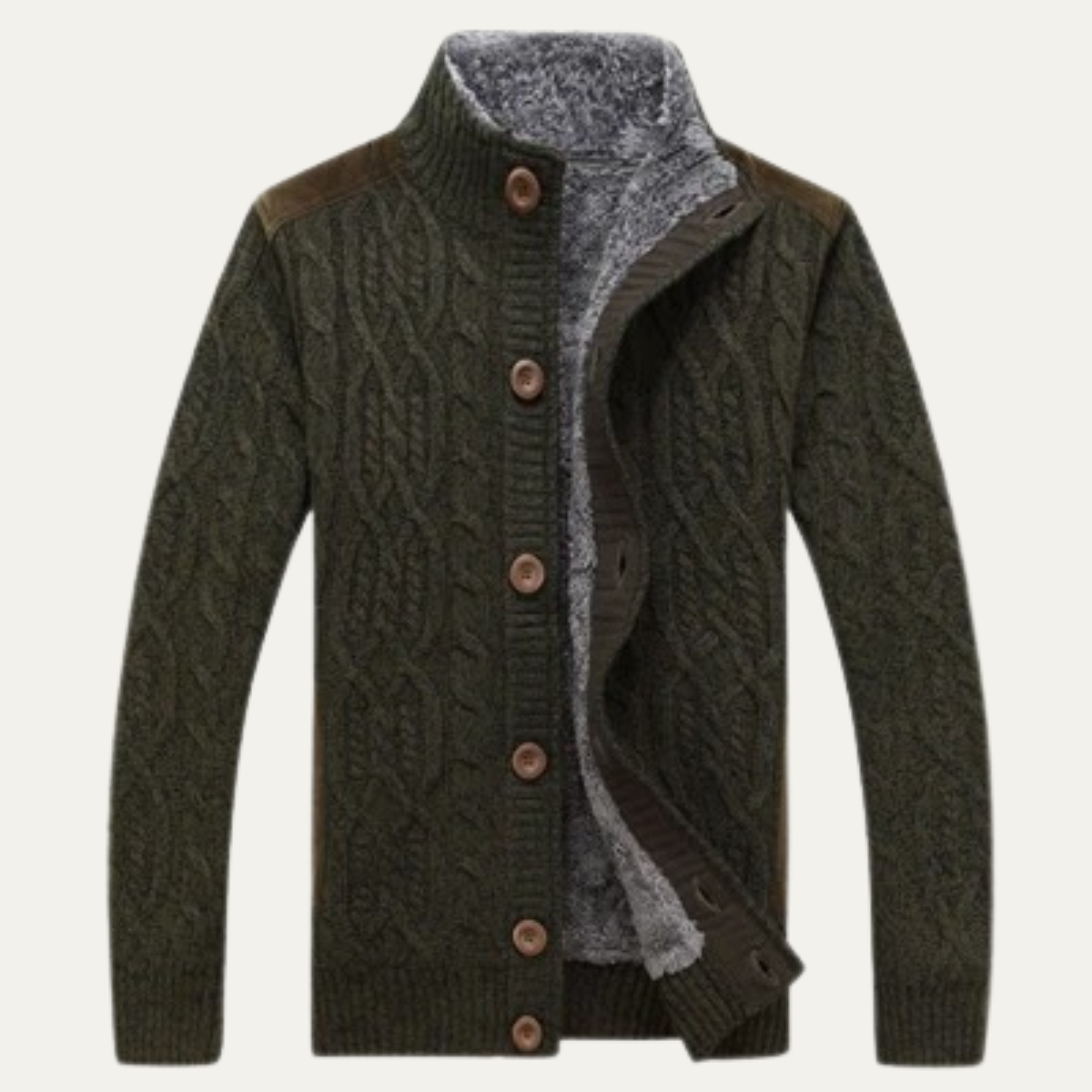 Men’s Winter Fleece Lined Wool Cardigan