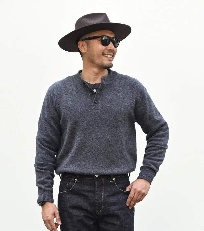 Men's Button Neck Knit Pullover – Henley