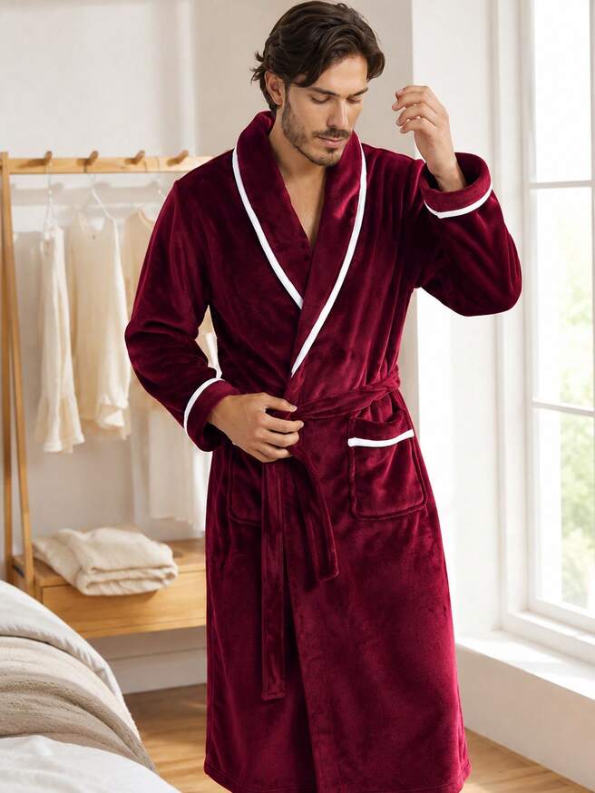 Men's Fleece Bathrobe – Shawl Collar Plush