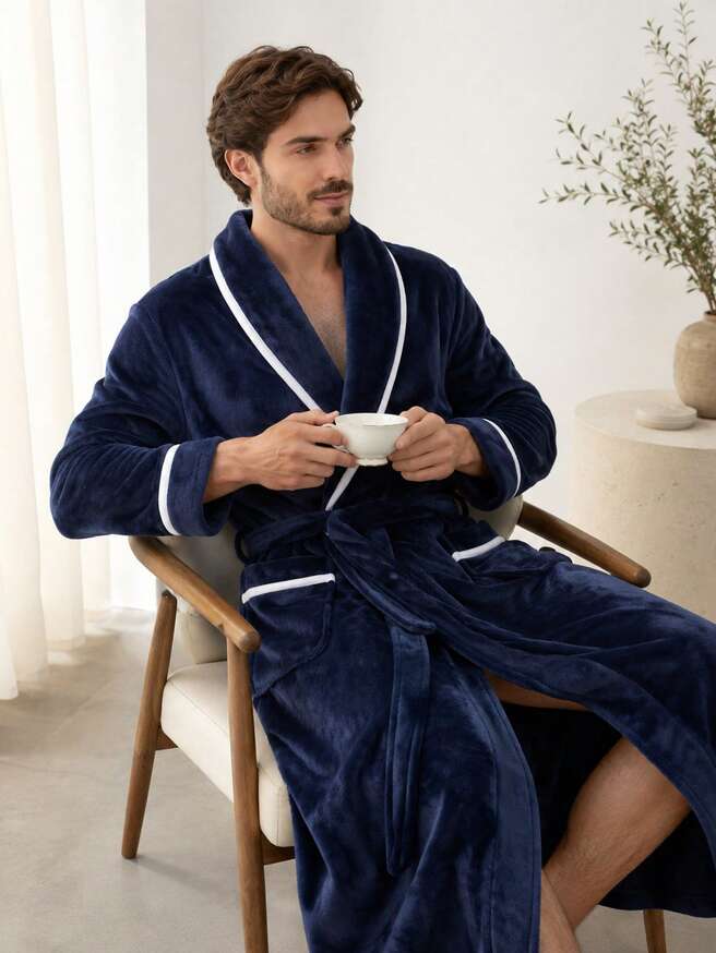 Men's Fleece Bathrobe – Shawl Collar Plush