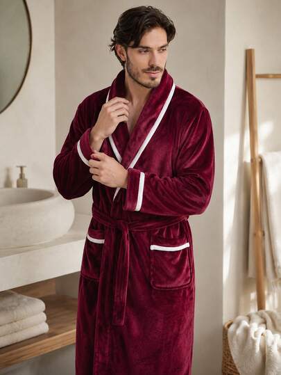 Men's Fleece Bathrobe – Shawl Collar Plush