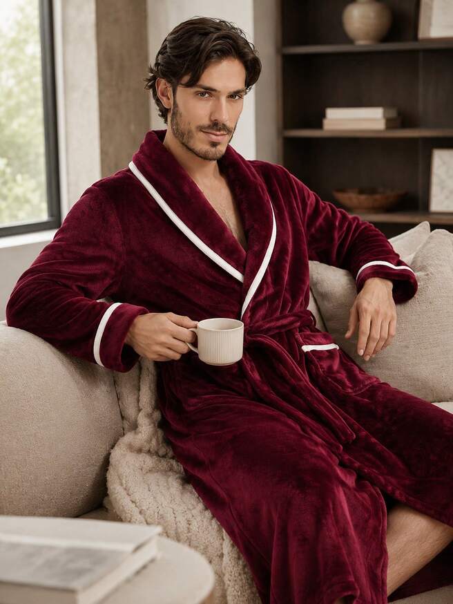 Men's Fleece Bathrobe – Shawl Collar Plush