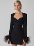 Women's Corset Mini Dress with Feather Cuffs
