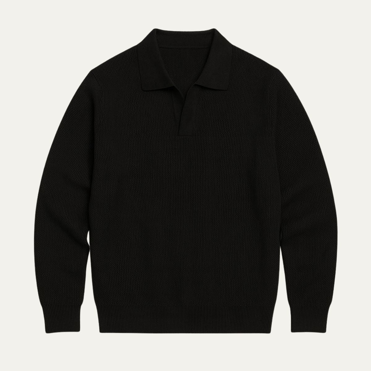 The Portofino Knitted Long Sleeve Polo Sweater for Men Open Collar