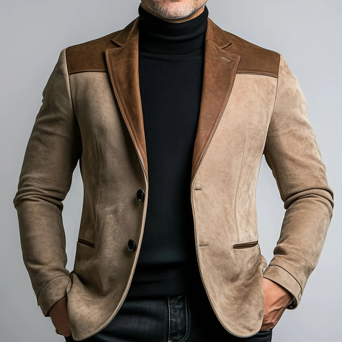The Gubbio Men’s Stylish Contrast Patchwork Velvet Blazer Suit