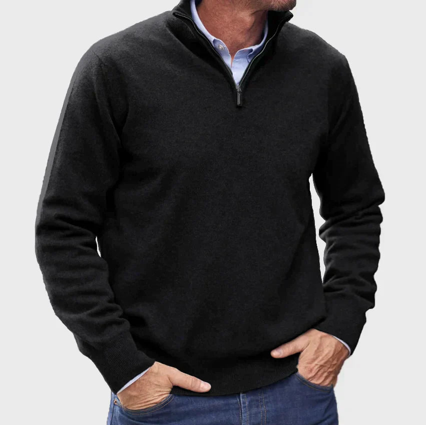 Cashmere sweater for men with zipper