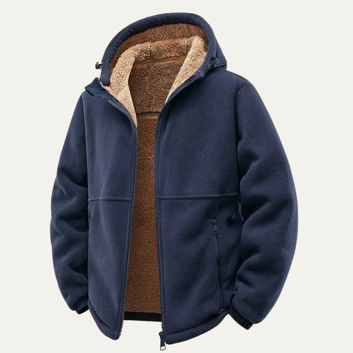 Men’s Warm Soft Shell Fleece Zip Up Hooded Jacket
