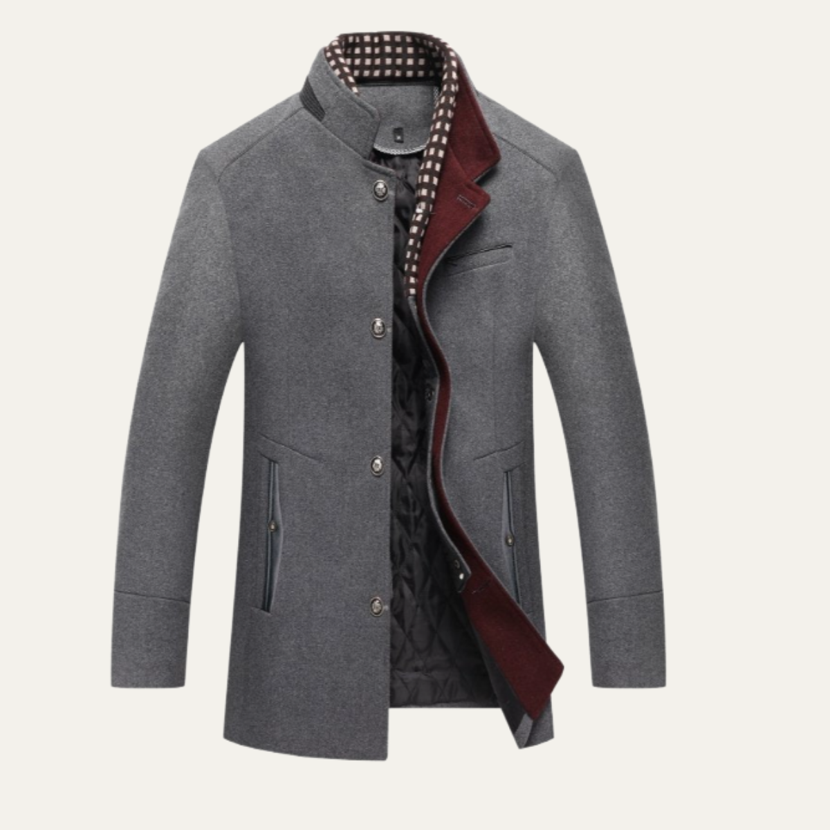 Men’s Elegant Classic Wool Coat with Quilted Lining