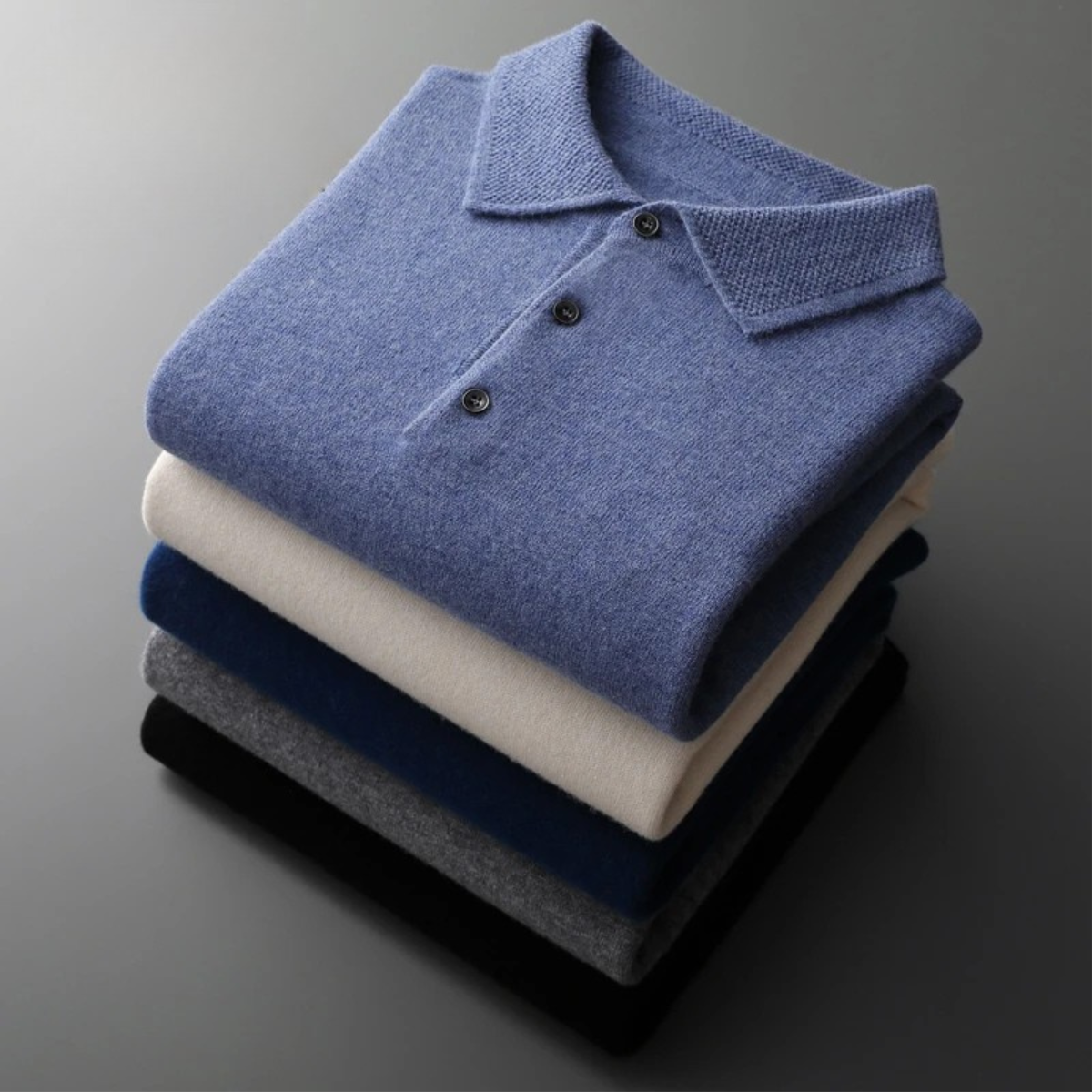 The Kendal Men's Knitted Polo Sweater in Wool Blend