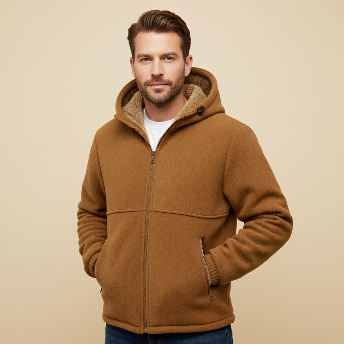 Men’s Fleece Lined Warm Hooded Jacket