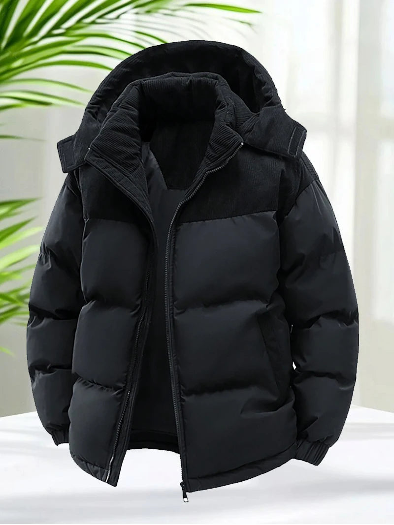 Men's Heavy Puffer Coat – Hooded Insulated
