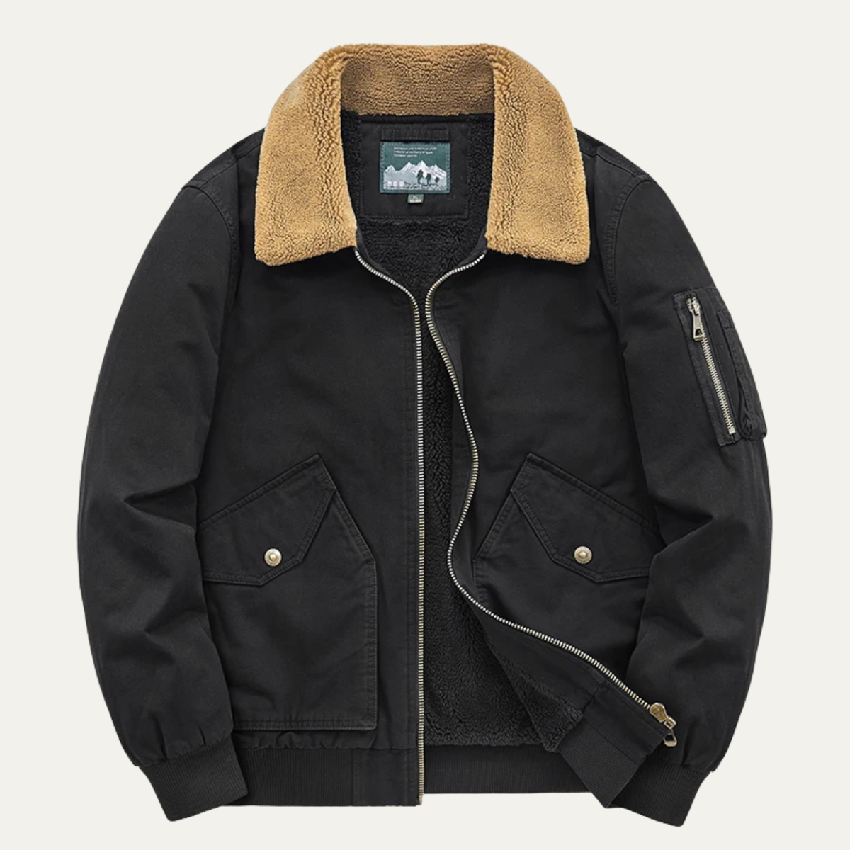 Men’s Warm Sherpa Lined Bomber Jacket