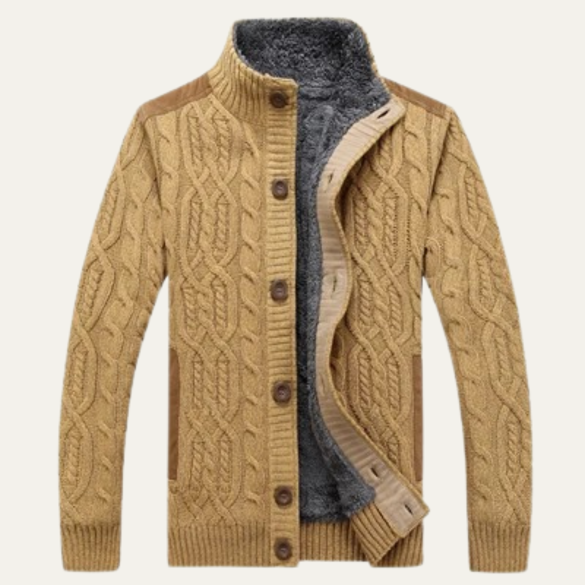 Men’s Winter Fleece Lined Wool Cardigan