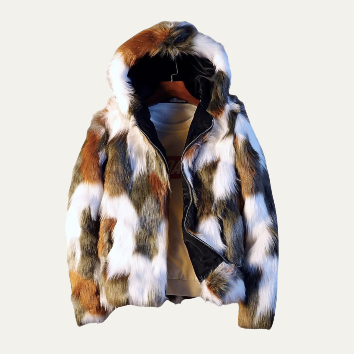 Men’s Elegant Soft Fur Hooded Winter Jacket