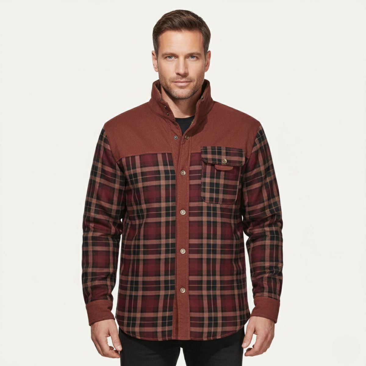 Men’s Warm Winter Plaid Check Jacket