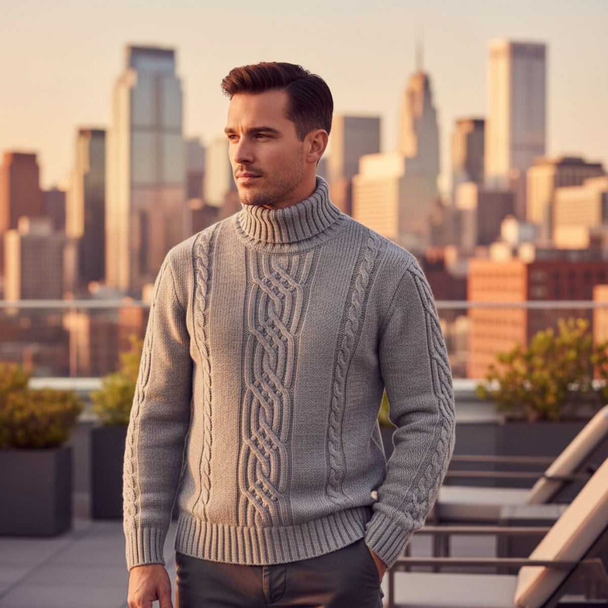 The Courchevel Knitted Turtleneck Sweater for Men Merino Wool