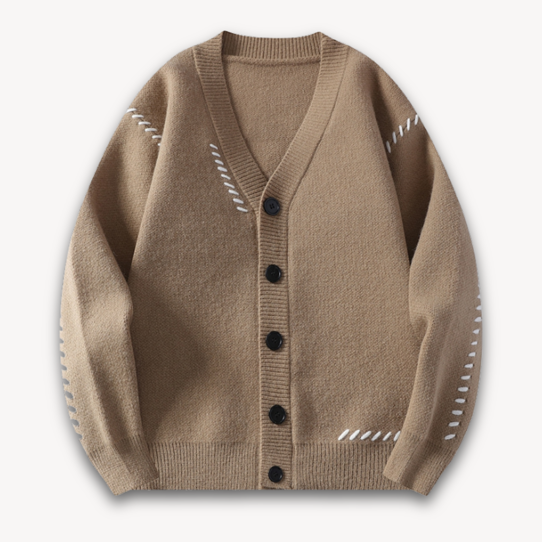 Men's Knitted Cardigan - Button-Up, Soft Wool Blend, Casual Winter Wear