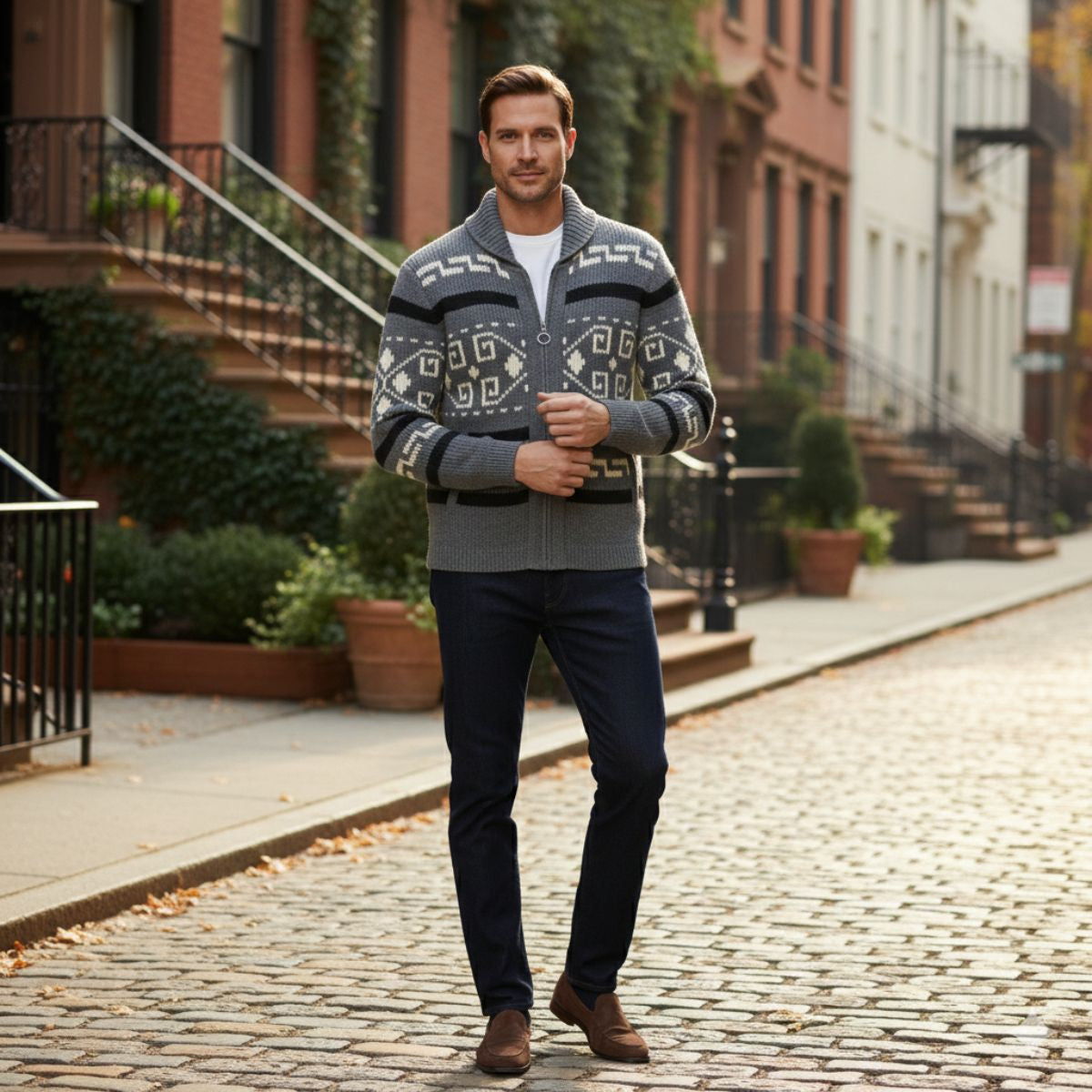 Men’s Vintage Thick Winter Shawl Collar Knit Cardigan