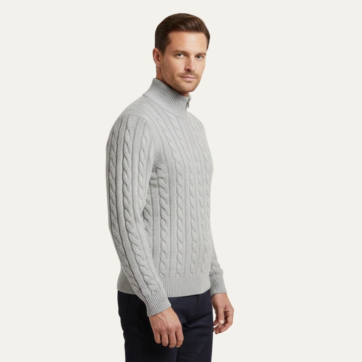 The Genève Old Money Half Zip Sweater for Men 100% Merino Wool