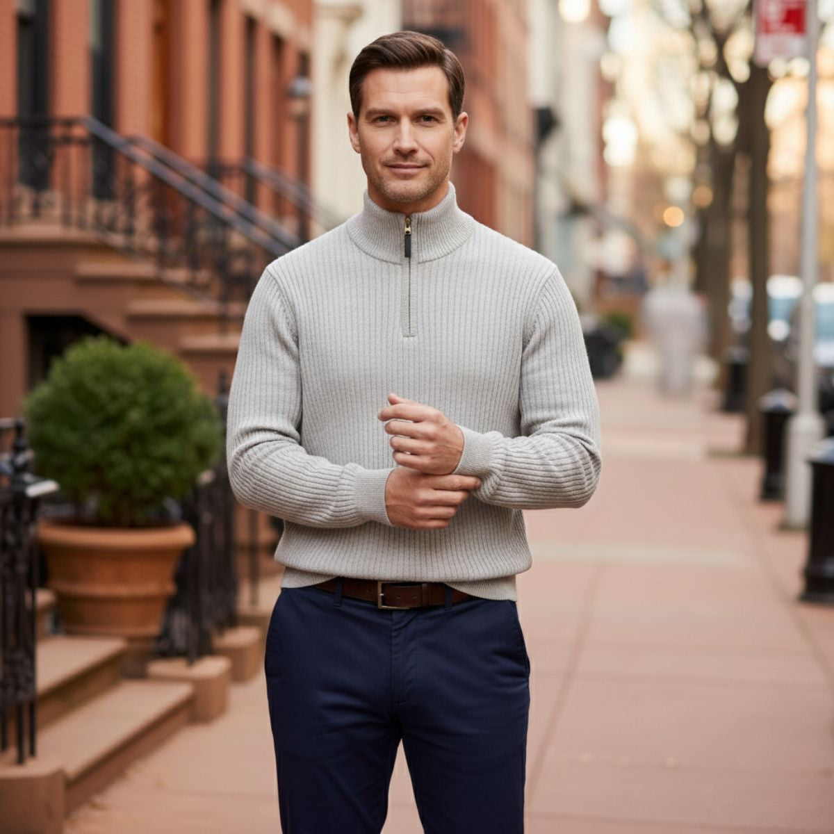 The Oslo Quarter Zip Sweater for Men Old Money
