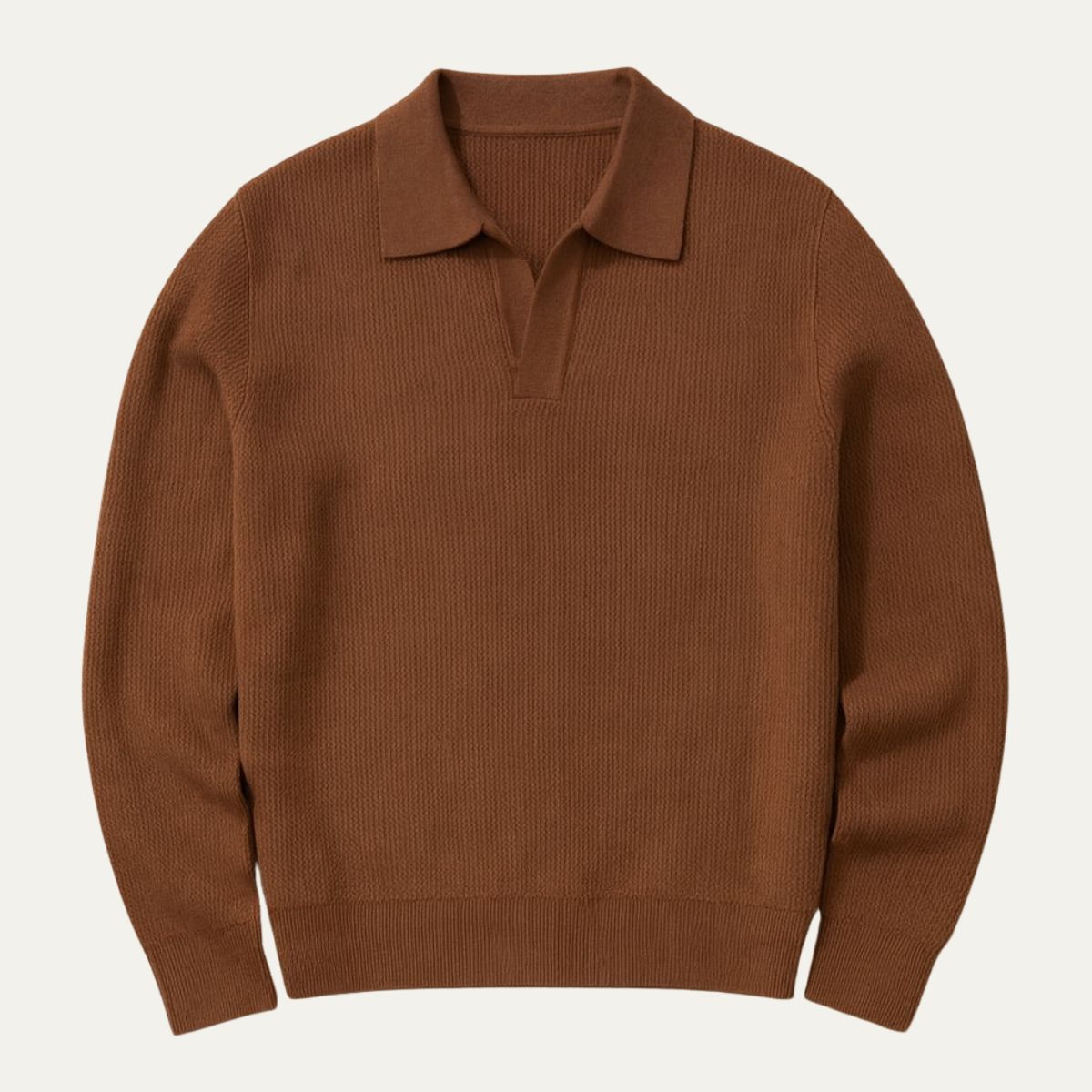 The Portofino Knitted Long Sleeve Polo Sweater for Men Open Collar