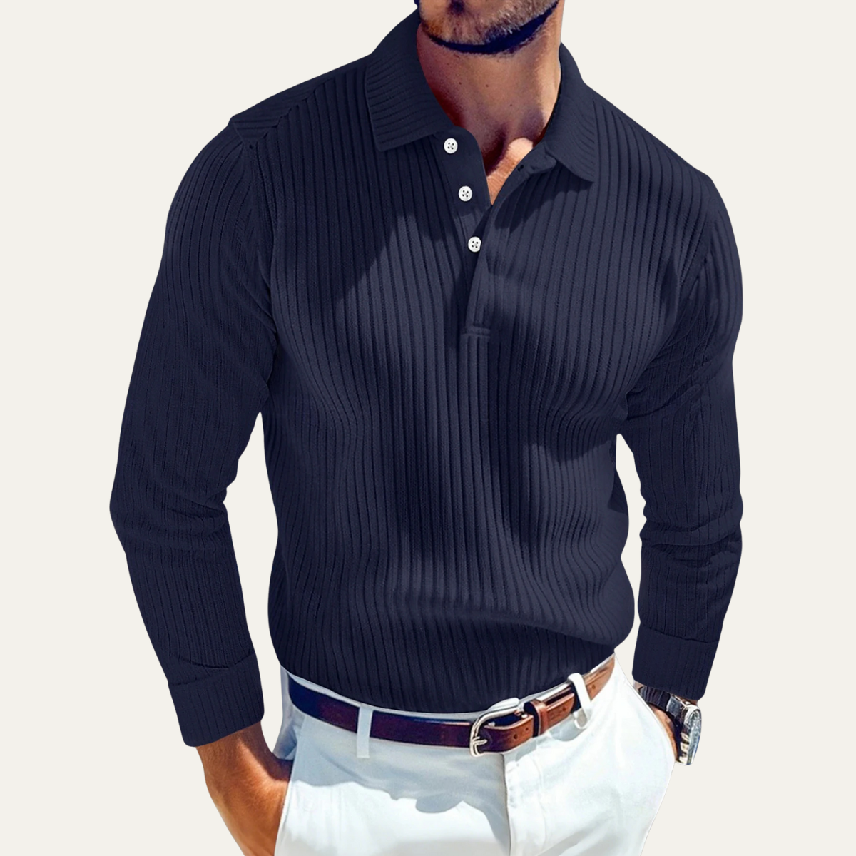 The Siena Men’s Retro Ribbed Collared Polo Shirt