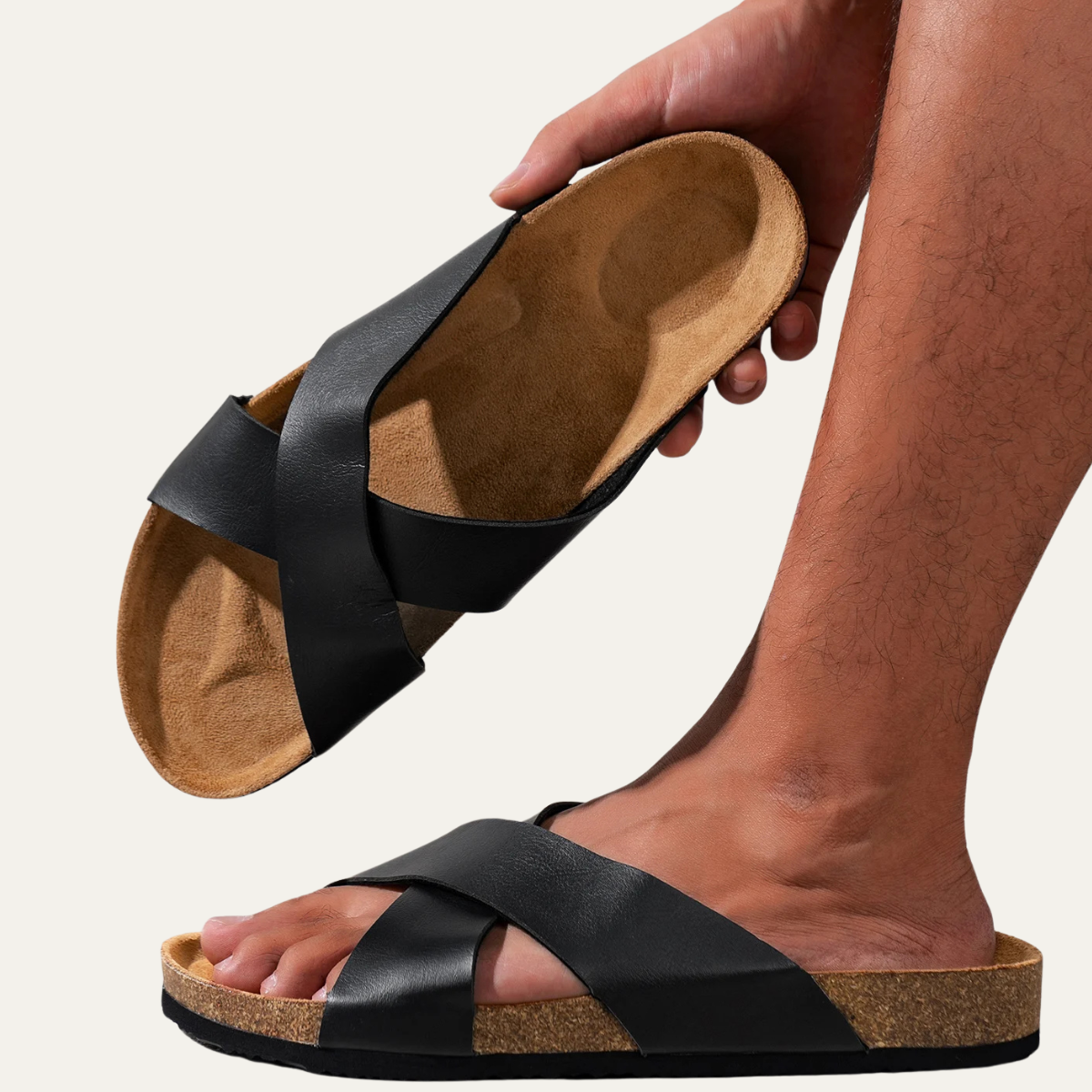 The Arezzo Men’s Cross Strap Slide Sandals