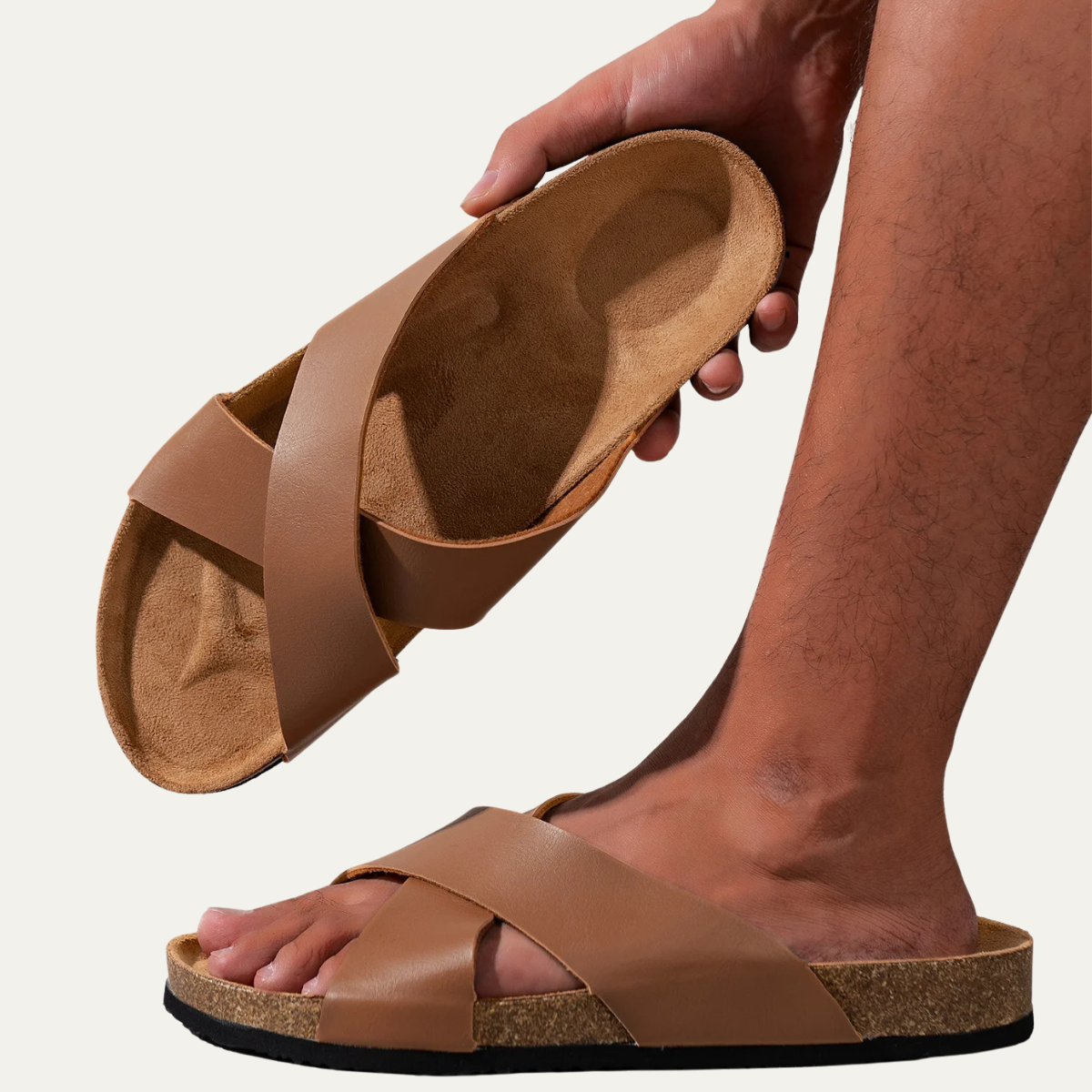 The Arezzo Men’s Cross Strap Slide Sandals