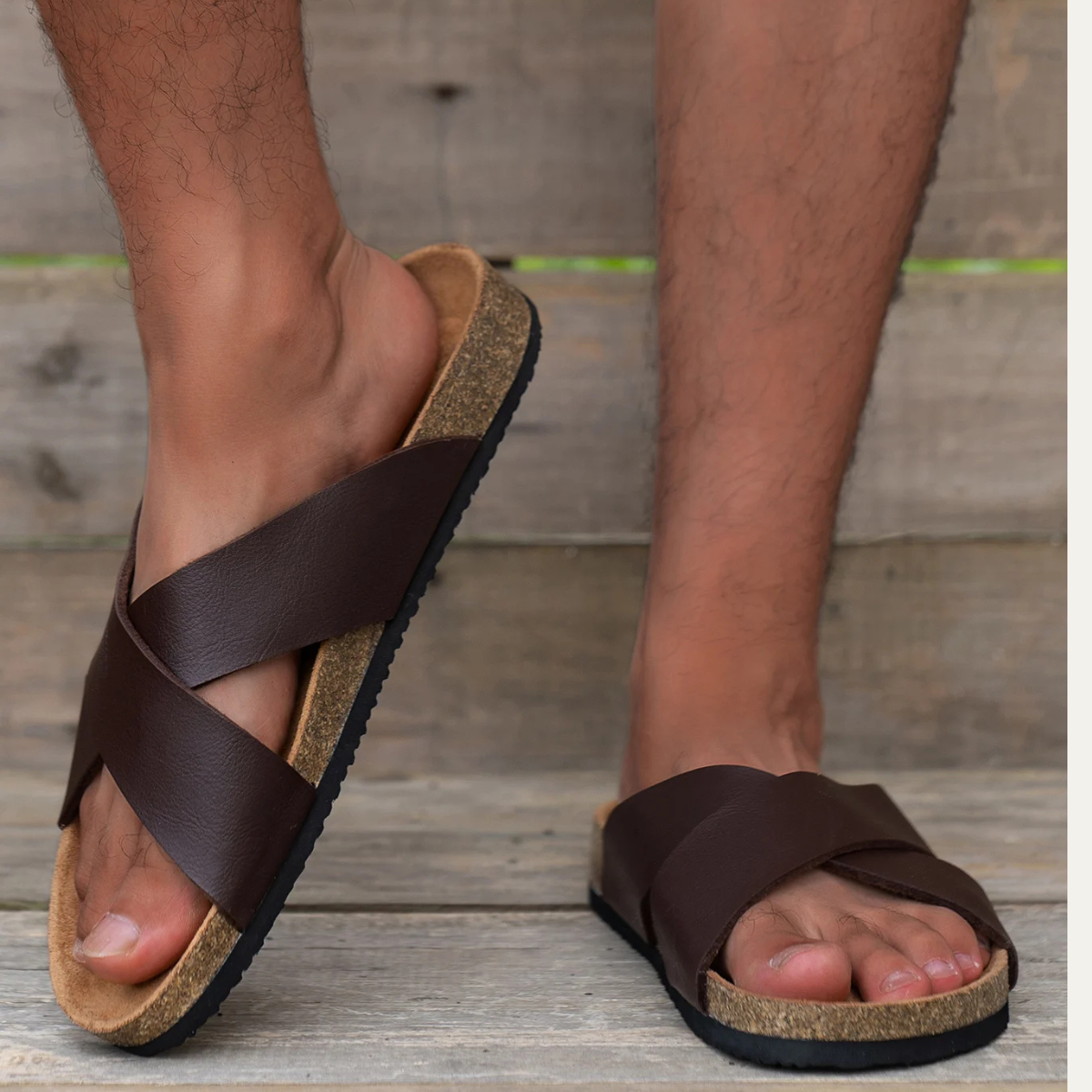 The Arezzo Men’s Cross Strap Slide Sandals