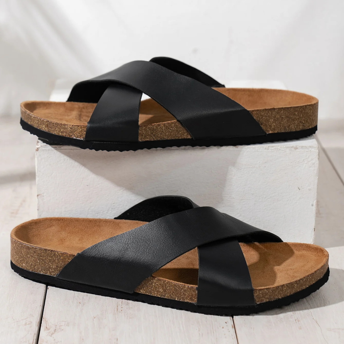 The Arezzo Men’s Cross Strap Slide Sandals