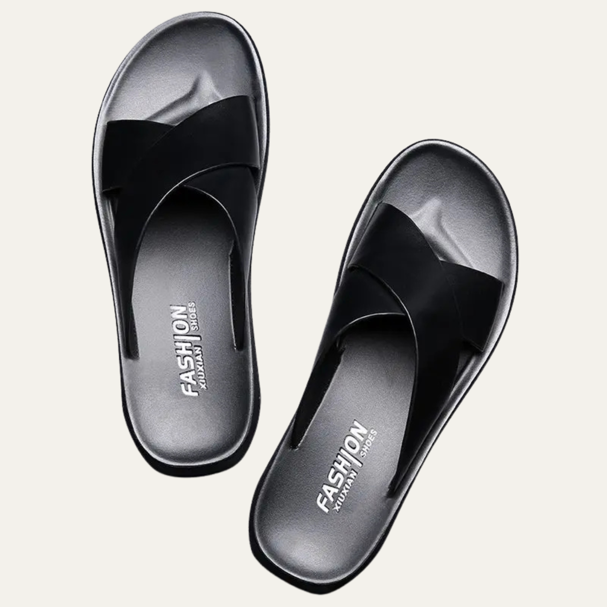 The Cortona Men’s Cross Strap Slide Leather Sandals