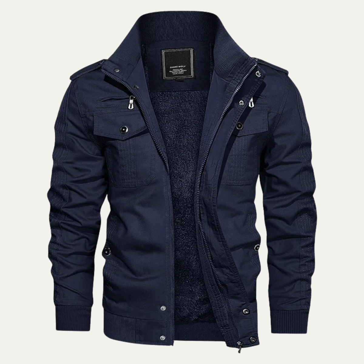 Men’s Thermal Military Style Zip-Up Fleece Lined Jacket