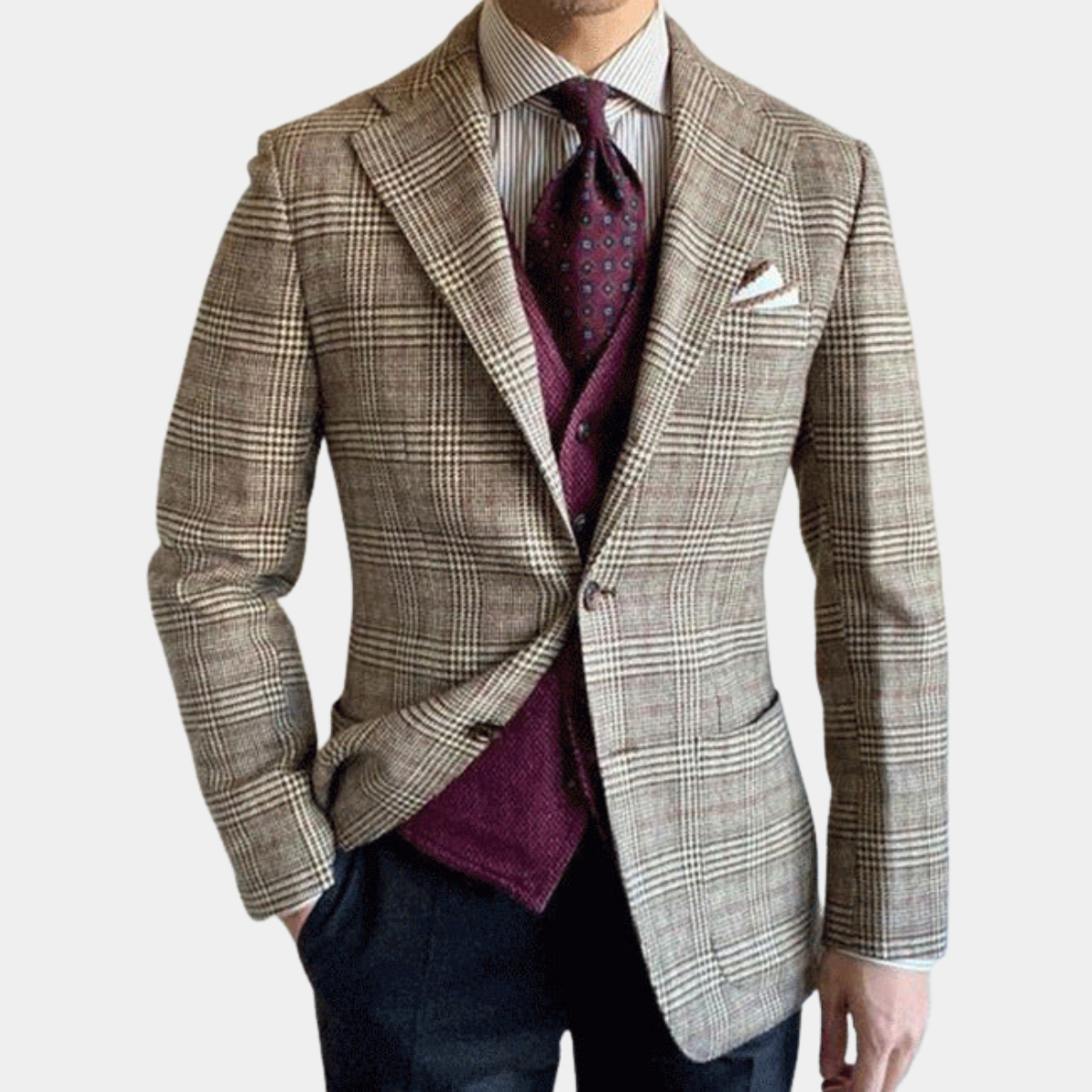 The Hartford Men’s Cotton Half Zip Ribbed Knit Blazer with Stand Collar