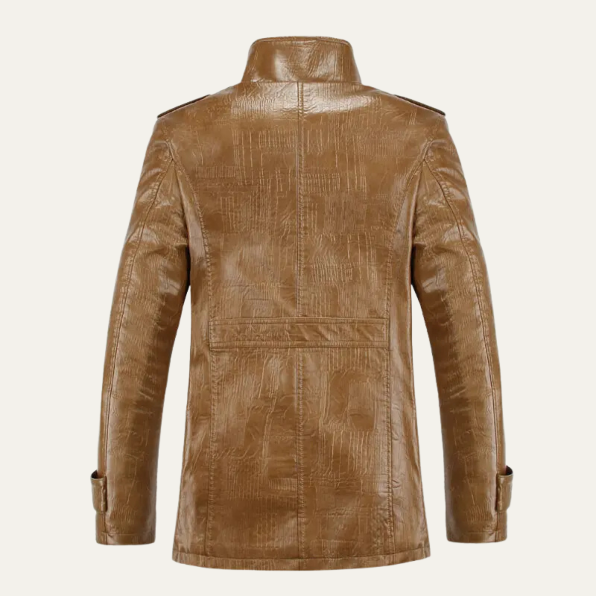 Men’s Leather Jacket – Warm Fleece Lined Winter Coat with Stand Collar