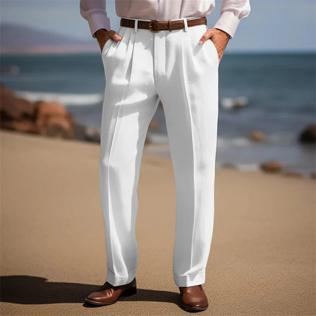 The Brookline Men’s Classic Straight Leg Loose Fit Linen Pants