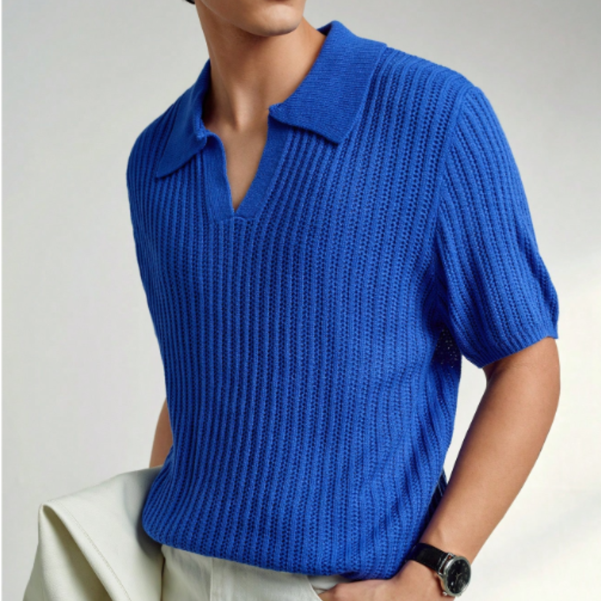 The Darlinghurst Men’s Short Sleeve Knitted Polo Shirt Solid Color Casual Top