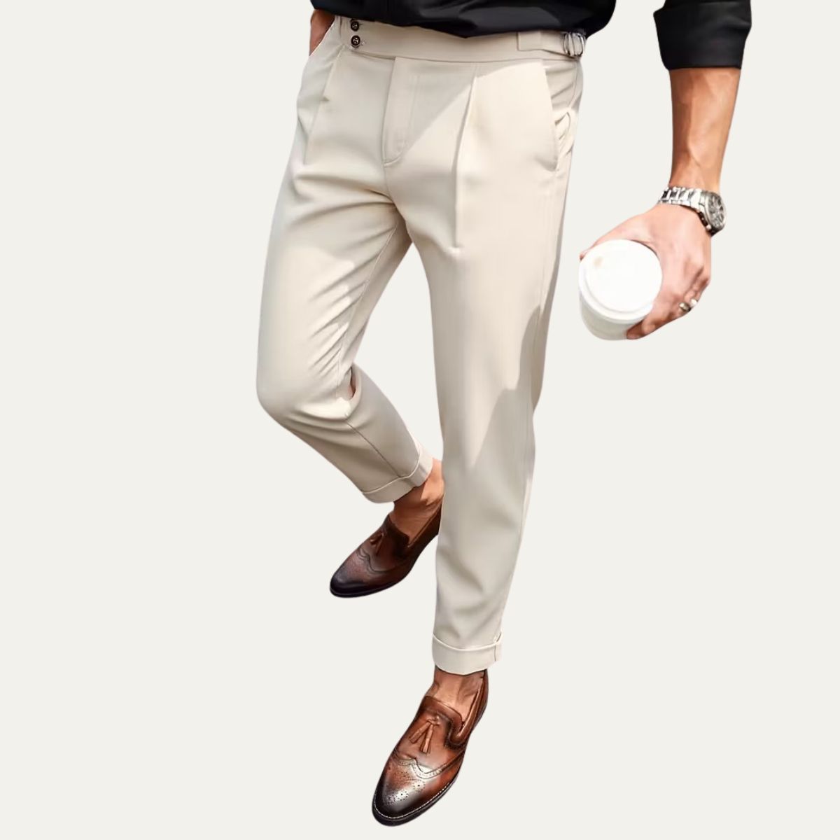 The Dromana Men’s Tailored Smart Slim Fit Pleated Dress Pants