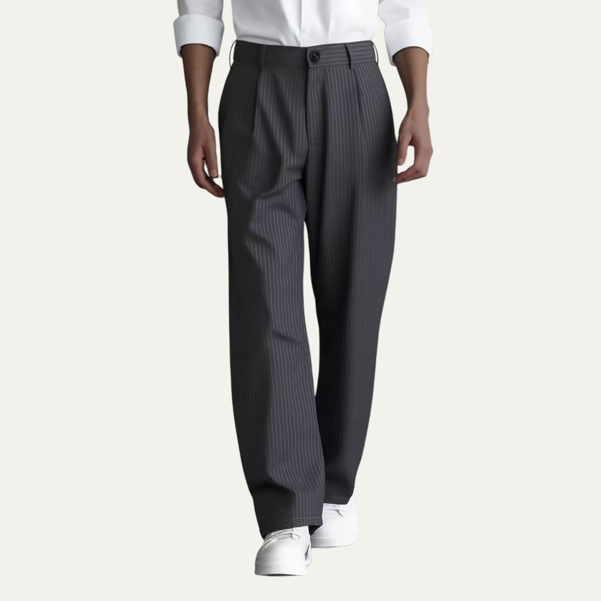 The Glenelg Men’s Wide Leg Tailored Pinstripe Dress Pants with Adjustable Waist